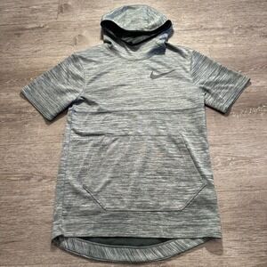 Nike Hoodie Mens Small Gray Short Sleeve‎ Pullover Sweatshirt Casual Running